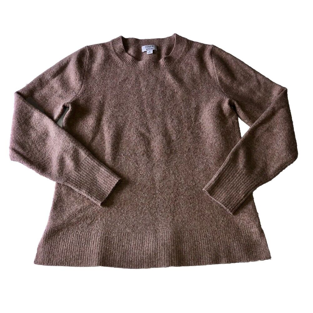 J.Crew Women’s Extra Soft Sweater Split Hem Brown Wool Blend Size Small